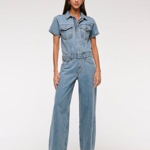 Abercrombie & Fitch Light Blue Denim Overalls